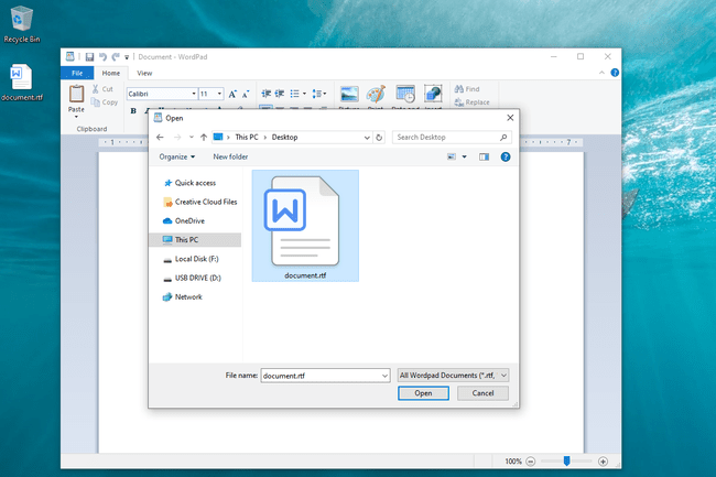 WordPad dengan file RTF di Windows 10