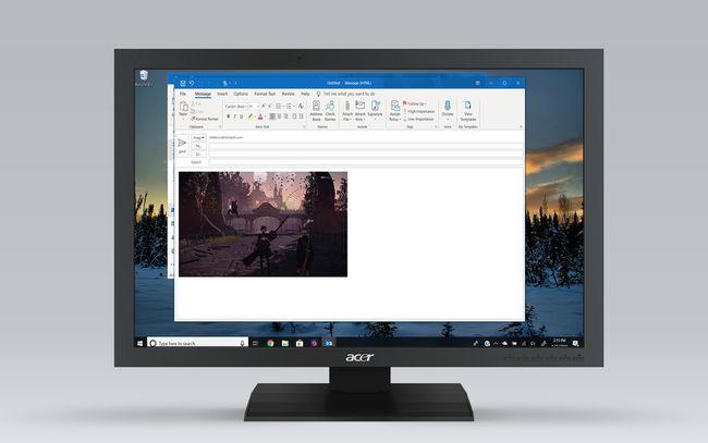 Pilt sisestati Windows 10 Outlookis uude sõnumisse