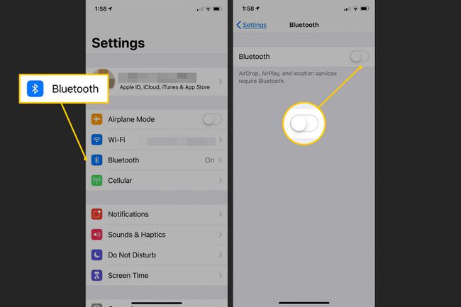 Bluetooth, DESLIGUE nas configurações do iOS