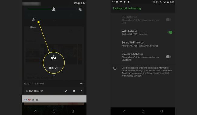 Hotspot pentru setări rapide Android