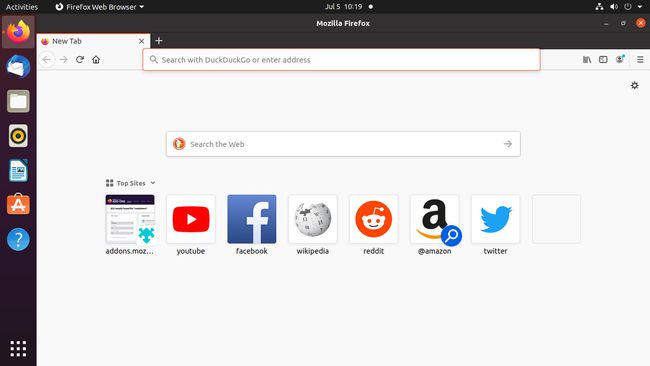 Domyślna strona główna Firefoksa na Ubuntu