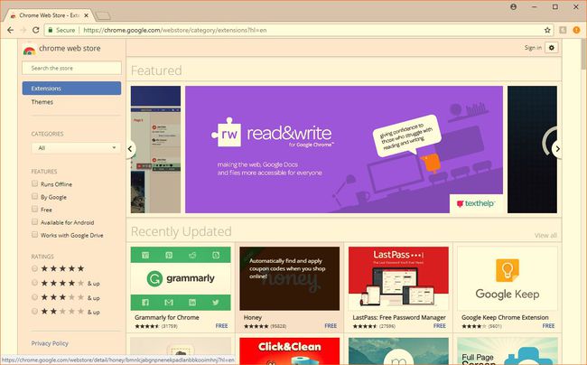 Tienda Chrome vista con Chromium