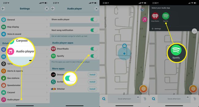 Spotify Waze-Hörerleiste Autorisierung der Waze-App