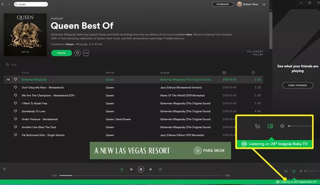 การยืนยันอุปกรณ์แถบสีเขียวของแอป Spotify สำหรับพีซี