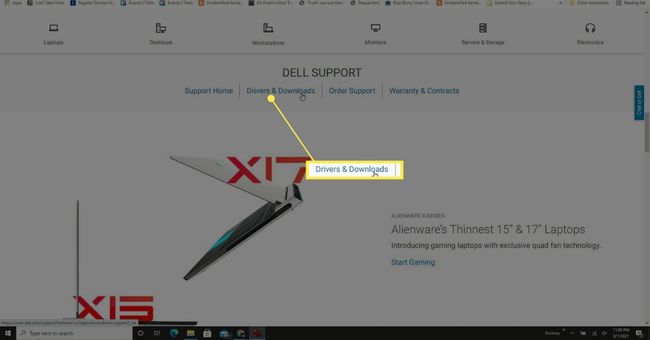 Ohjaimet ja ladattavat tiedostot Dellin verkkosivuilta.