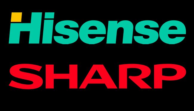 Hisense a Sharp Logos