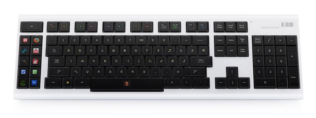 Optimus Maximus-tastatur i svart og hvitt