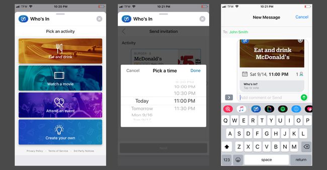 Mit der Who's In iMessage-App einen Mittagstermin per SMS planen