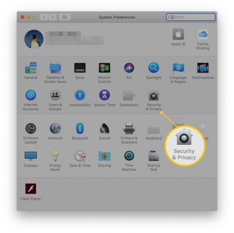 MacOS-systeemvoorkeuren met beveiliging en privacy gemarkeerd