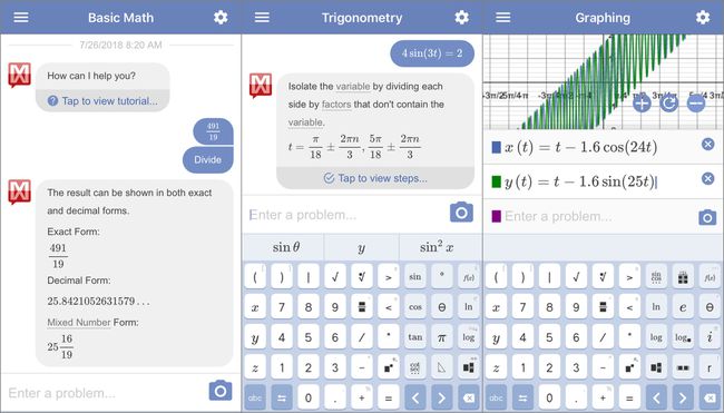 Aplikace pro kalkulačku Mathway pro iPhone