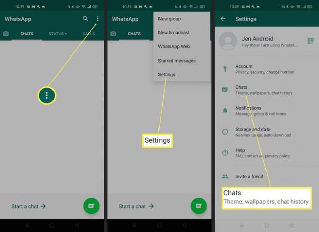 Kroky potřebné k nalezení nastavení tapety chatu na WhatsApp Android