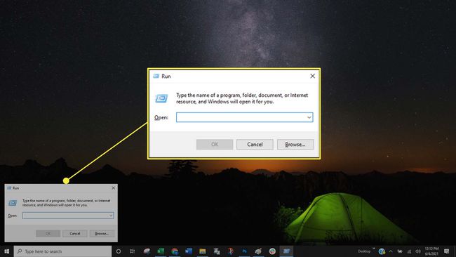 Execute a caixa de diálogo no Windows 10.