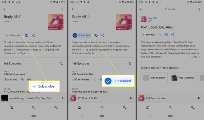 การสมัครและฟังพอดแคสต์ในแอป Google Podcasts สำหรับ Android