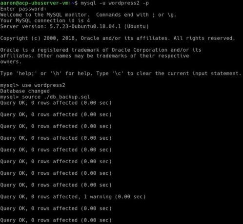 Importar un archivo mysqldump a una nueva base de datos