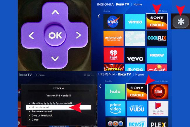 Roku TV Remote — Directional Keypad — สั่งซื้อแอพใหม่บนโฮมเมนู