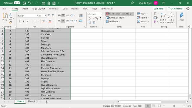 Wybrane dane do użycia formatowania warunkowego w programie Excel do deduplikacji programu Excel