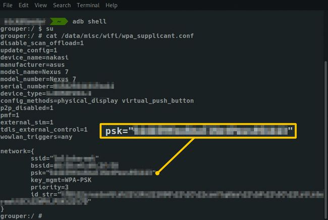 psk eredmény az Android Terminal alkalmazásban