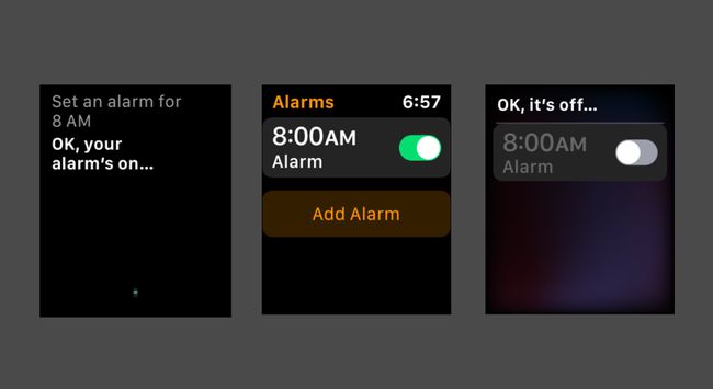 Siri izmantošana modinātāja iestatīšanai Apple Watch pulkstenī