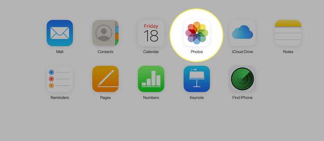 El ícono de Fotos en el sitio de iCloud.