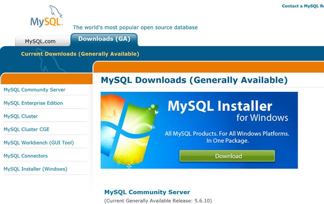 MySQLWebサイトのスクリーンショット