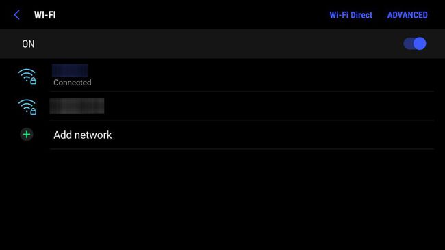 Pantalla de configuración de Wi-Fi de Android