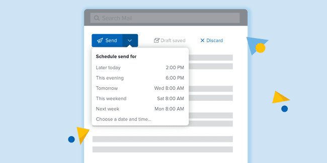 Fastmailのスケジュールされた送信機能の図。