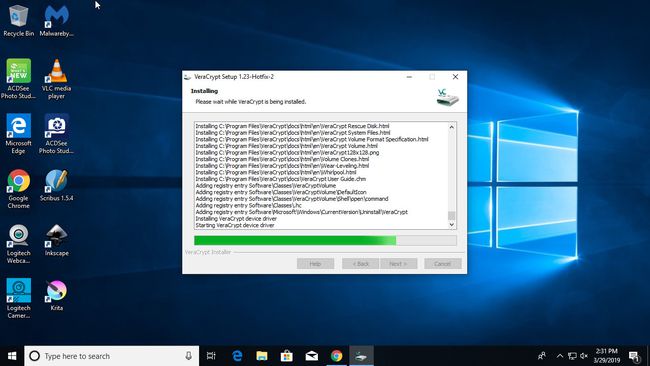 VeraCrypt ინსტალერი მუშაობს Windows 10-ზე