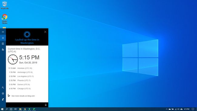 Cortana giver tiden i Windows 10.
