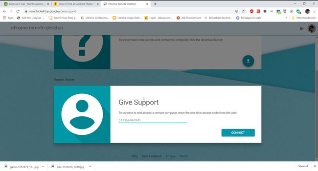 Skærmbillede af Giv support på en Windows-pc