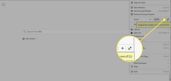 Przycisk pełnoekranowy w Firefoksie