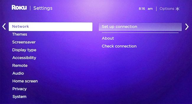 การตั้งค่า Roku — เครือข่าย — ตั้งค่าการเชื่อมต่อ