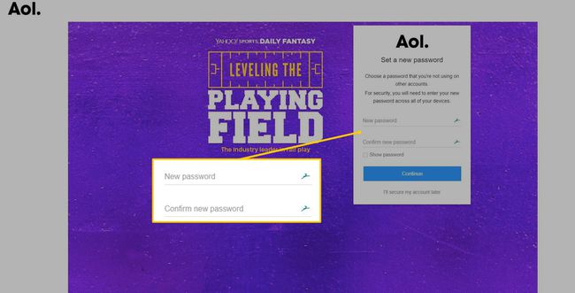 AOL의 비밀번호 필드