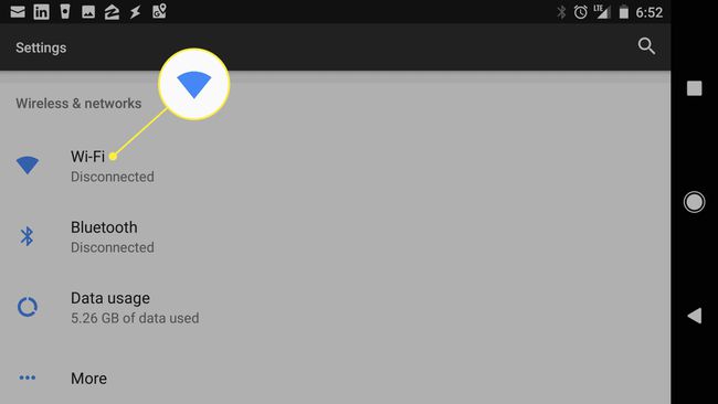 Wi-Fi en la configuración de Android