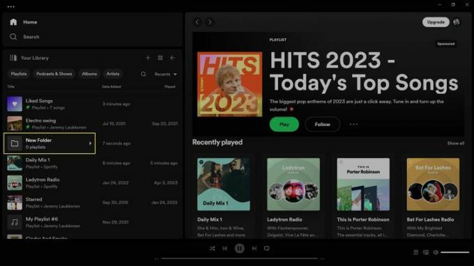 Nouveau dossier mis en surbrillance dans votre bibliothèque dans Spotify.