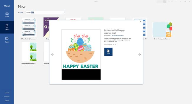 Farverigt påskekurvkort til Microsoft Word