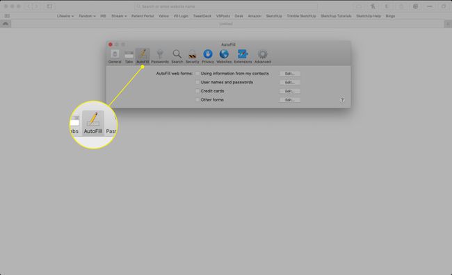 Zakładka Autouzupełnianie w preferencjach Safari