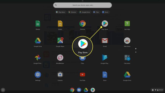 Το εικονίδιο του Play Store στο πρόγραμμα εκκίνησης Chromebook