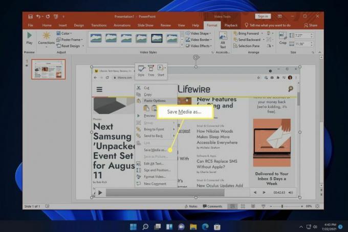 Wideo programu PowerPoint Zapisz multimedia jako podświetloną opcję menu