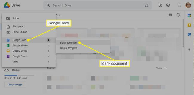 Abrindo um novo documento em branco no Google Docs