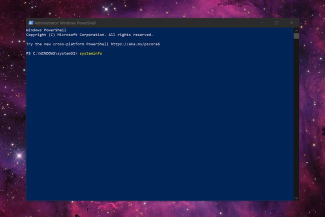 Windows PowerShell'de Systeminfo yazın