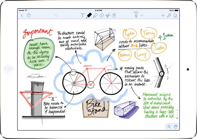 Notability-App auf einem iPad mit Fahrrad-Zeichnung