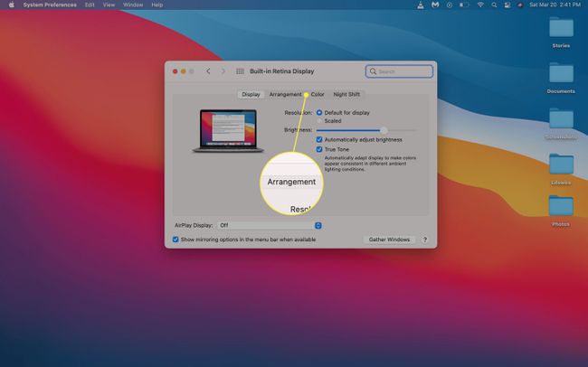 ترتيب مميز في خيارات عرض macOS.