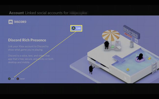Discordセットアップが強調表示されたXboxOneリンクソーシャルアカウントページ
