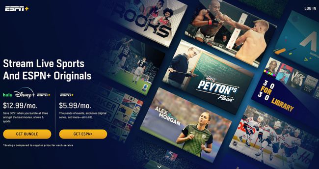 ESPN +ホームページのサインアップ画面