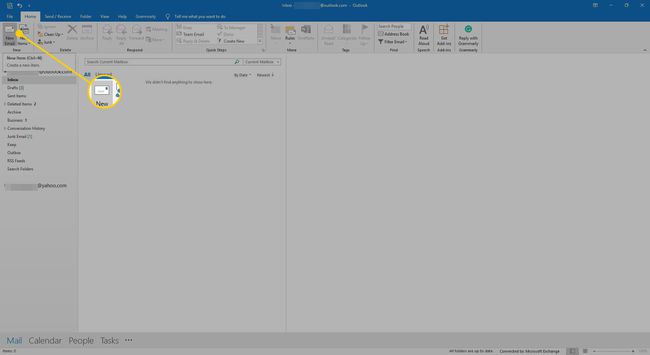 Outlook con el botón Nuevo correo electrónico resaltado