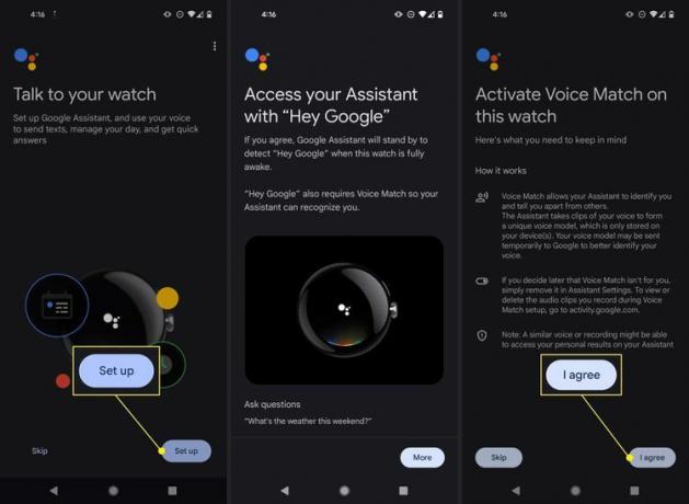 Google Pixel Watch palīga un balss atbilstības iestatīšana