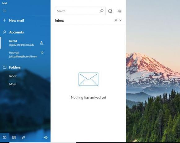 „Windows 10“ esančios pašto programos ekrano kopija.