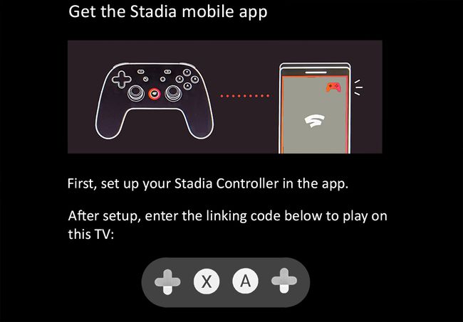 Екранна снимка на код за свързване на Stadia от Chromecast Ultra.