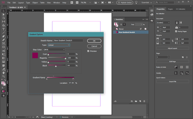 Farbverlaufsoptionen in InDesign