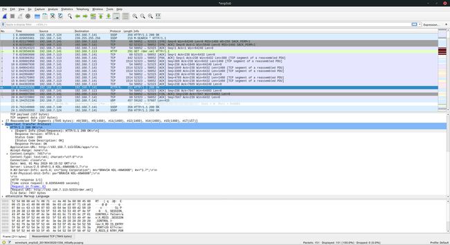 Resultados de la captura de Wireshark